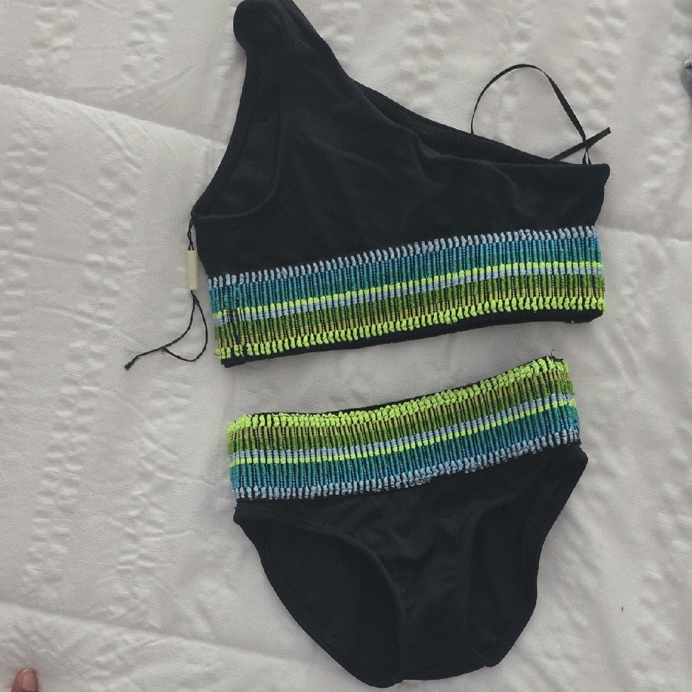 Peixoto Black and Multicolor Kids Swim Bikini